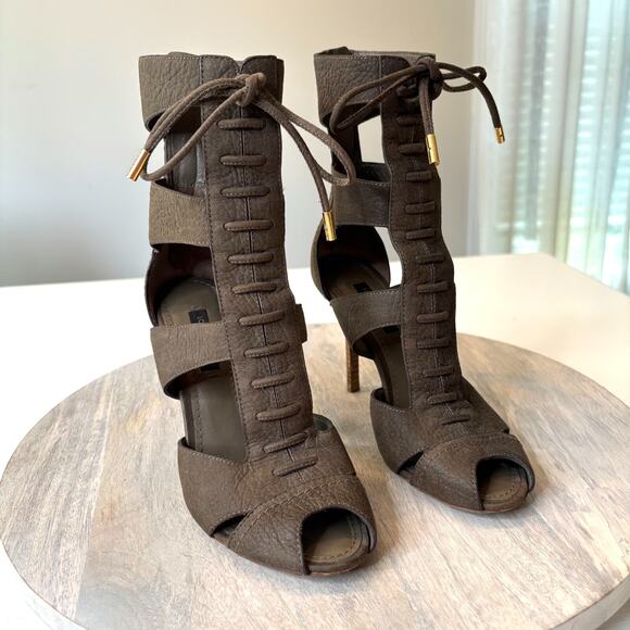 Authentic Louis Vuitton Corfu Women's Leather Gladiator Lace Up Sandals US Sz 5 - Picture 1 of 15